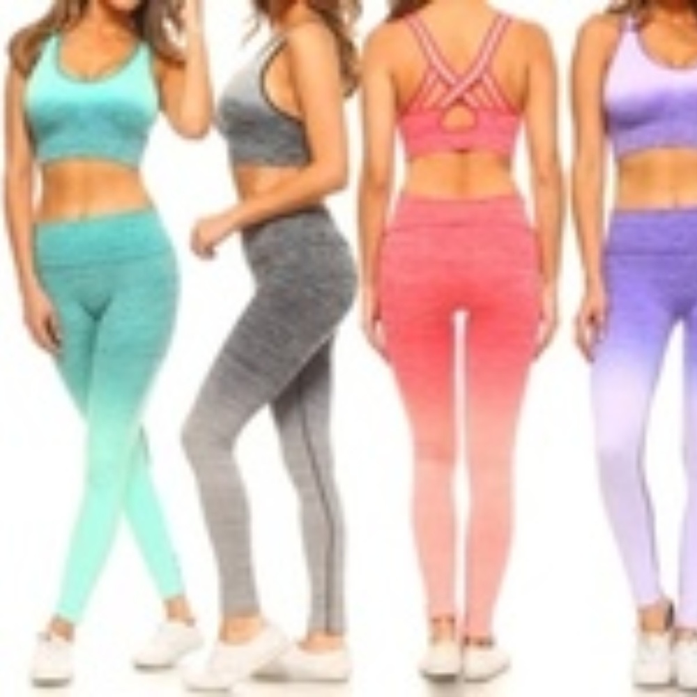Style Women's Active Ombre Bra & Leggings Set 2PC